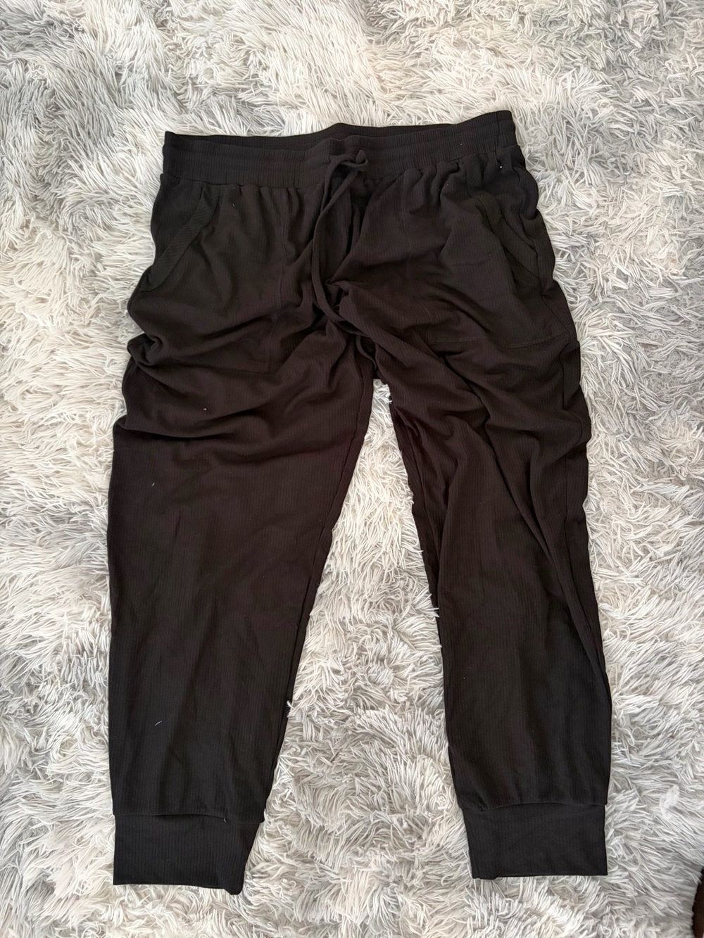 Gilli Black Ribbed Track Joggers
